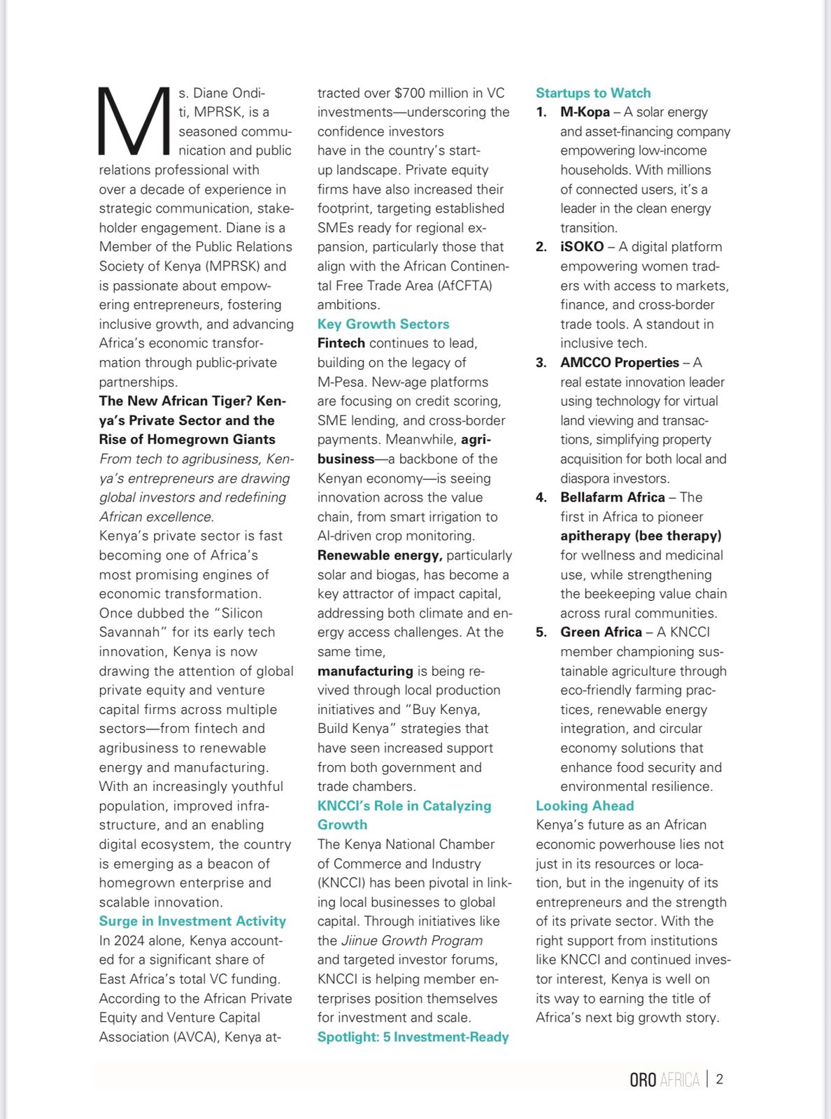 Bellafam Africa in ORO Africa Magazine's Startups to Watch list 2025